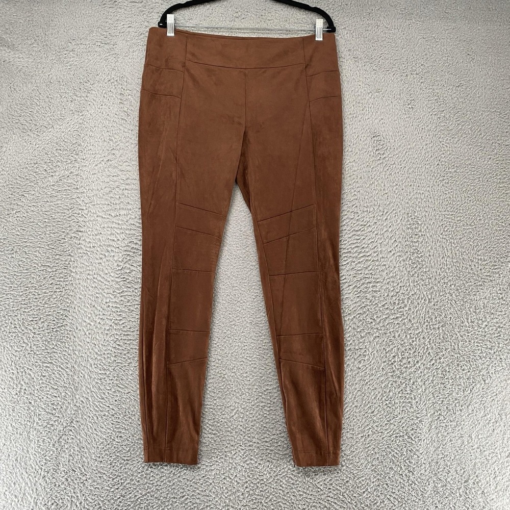 Sundance Leggings Womens 12 Brown Faux Suede Ankle Zip Stretch Pull On
